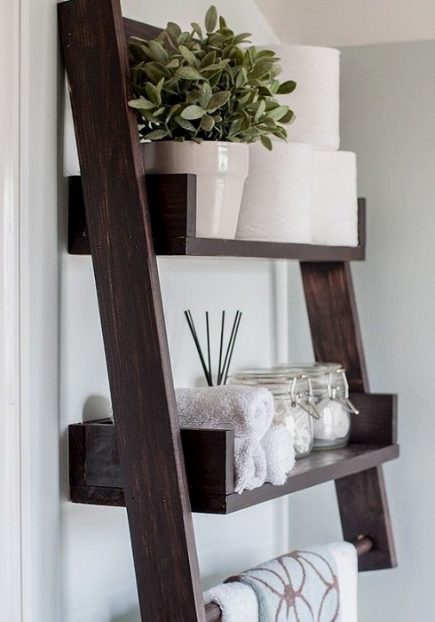 It is Really Inspiring! DIY Floating Ladder Shelf Ideas To Complete Your Home Decor Appearance
