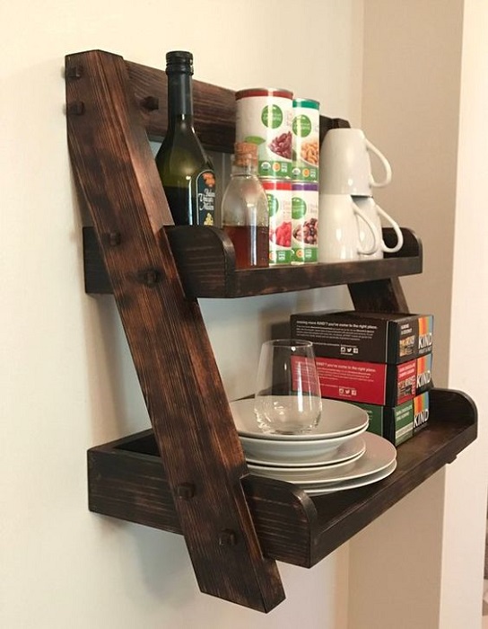 It is Really Inspiring! DIY Floating Ladder Shelf Ideas To Complete Your Home Decor Appearance