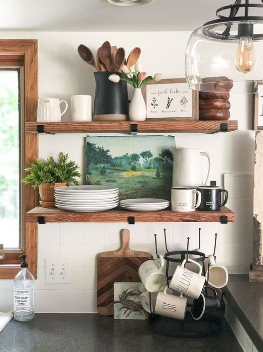 Easy And Inspiring Open Kitchen Shelves Decor Tips To Remodel Old Look In The Kitchen
